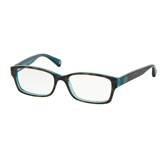 Coach "Brooklyn" tortoiseshell and teal glasses - Picture 1 of 7